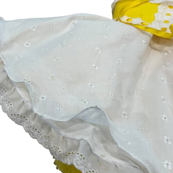 Pageant Casual Wear 5-6 White & Yellow Eyelet Lace Dress With Bloomers & Matchin - Picture 4 of 16